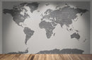 World Map Wallpaper Mural (Grey).