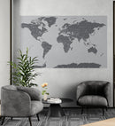 World Map Wallpaper Mural (Grey).