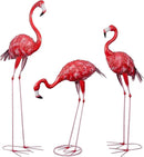 3Pcs Metal Flamingo Statues, Hot Pink Flamingo Outdoor Decor for Garden Home Patio Lawn Backyard Ornaments by GreenHaven Gardens