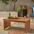 Acacia Wood Rectangular Patio Coffee Table for Outside