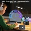 WILIT LED Kids Desk Lamp, Dimmable Study Lamp for Home Office Desk Accessories, with Pen Holder & Clock, USB Charging, RGB Night Light, Bedroom & College Dorm Room Essentials for Girls - Black by TinyTreasures Baby Boutique
