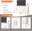 LYNSOM TV Stand for 55 Inch TV, Wood Entertainment Center with Storage Cabinet, TV Cabinet Black, Long Console Table for Living Room, Bedroom by CozyNest Decor