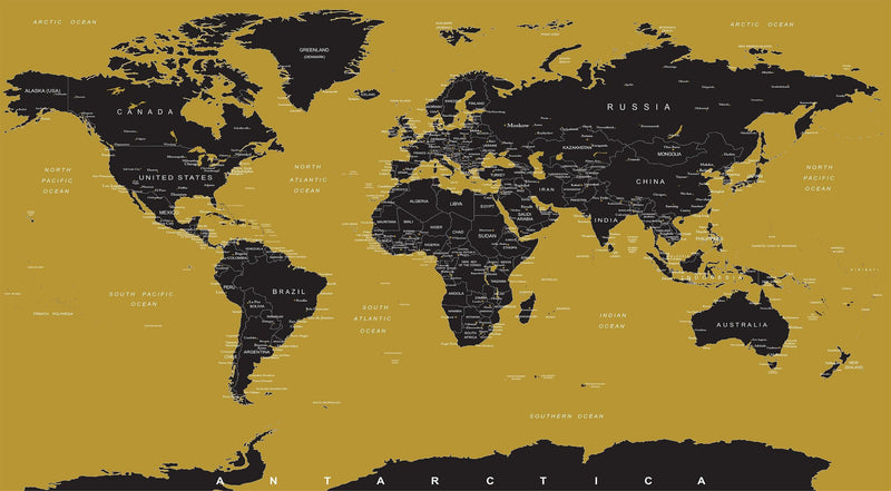 GOLD World Map Wall Mural.