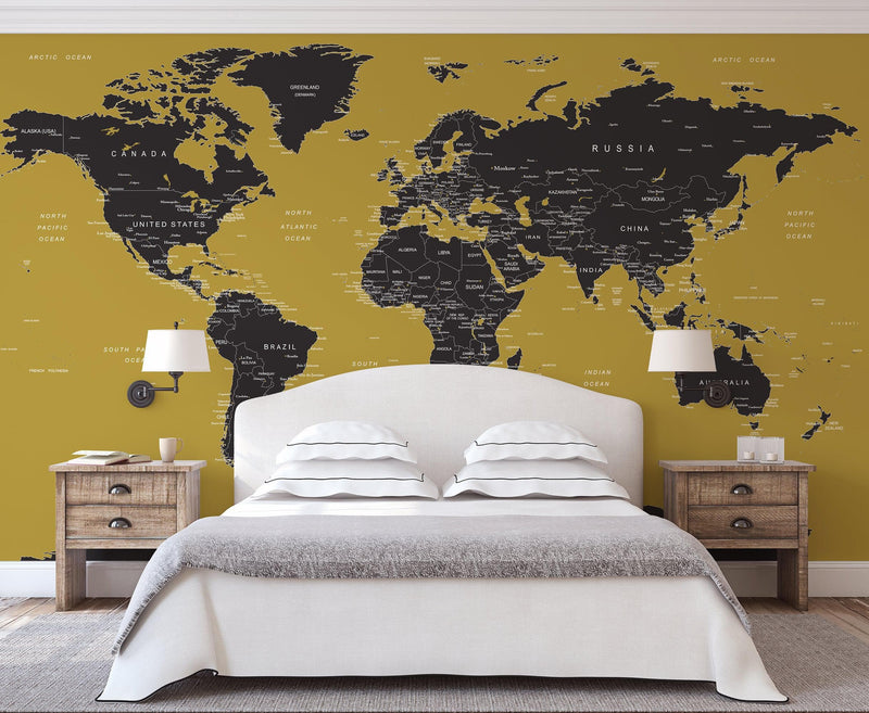 GOLD World Map Wall Mural.