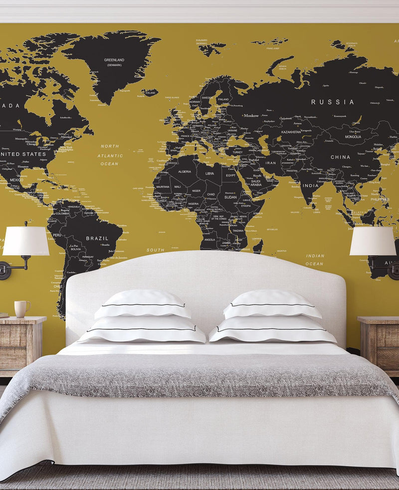 GOLD World Map Wall Mural.