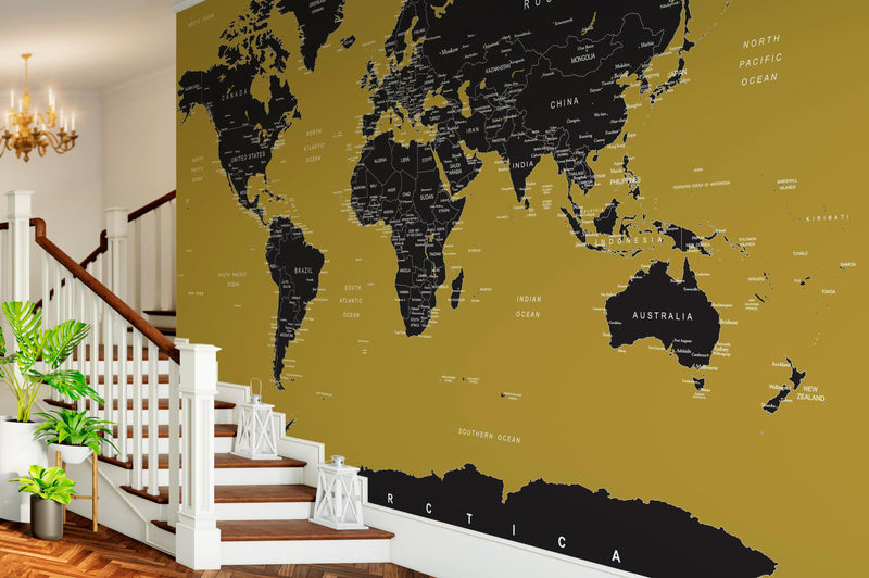 GOLD World Map Wall Mural.