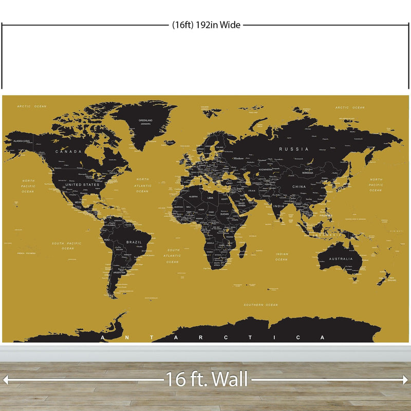 GOLD World Map Wall Mural.