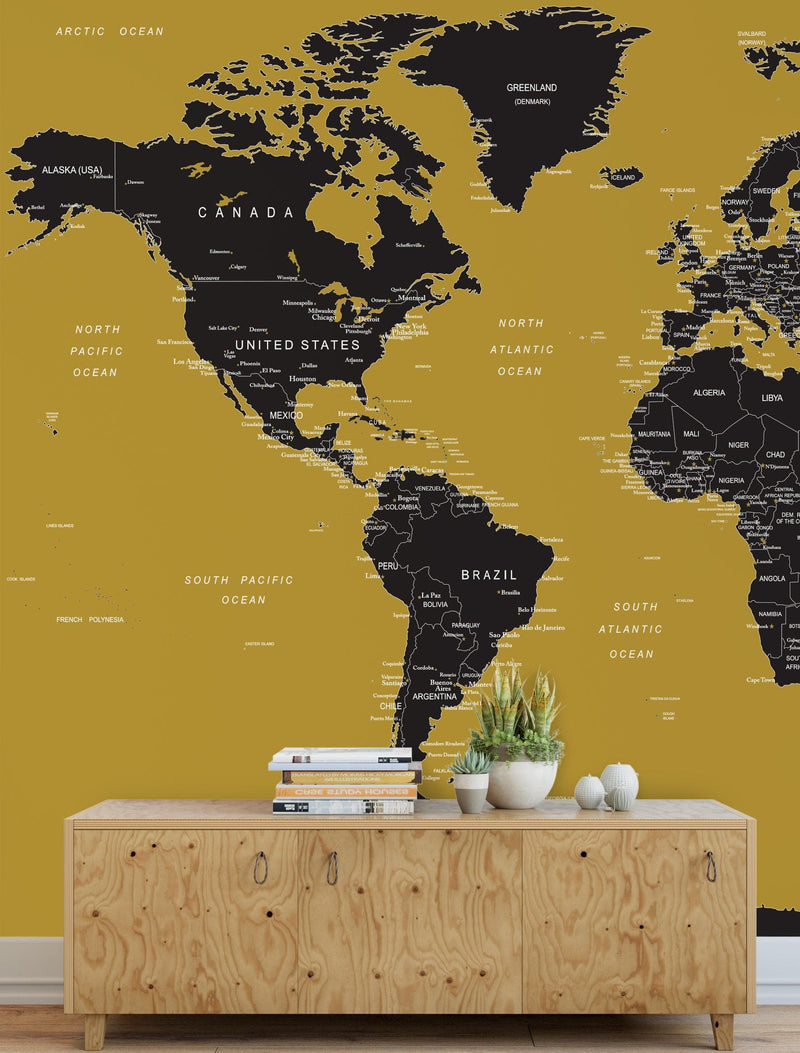 GOLD World Map Wall Mural.