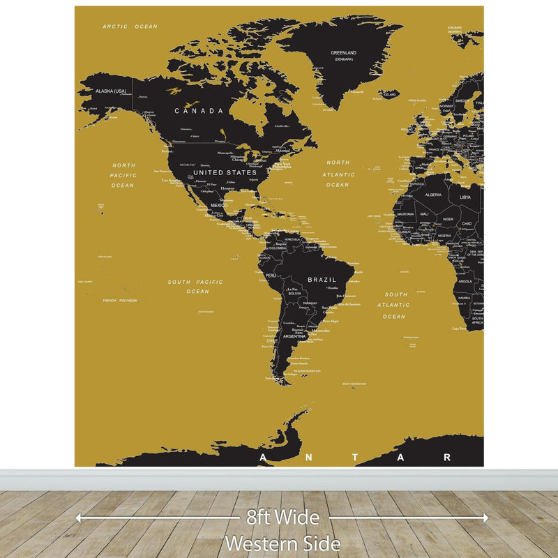 GOLD World Map Wall Mural.