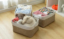 TheWarmHome Storage Basket for Organizing - 16x12x8 inch Large 3 Pack Collapsible Storage Bin for Shelves with Handles, Fabric Storage Cubes for Organizer Cloth Gift Toy Closet (Whiet & Khaki) by TinyTreasures Baby Boutique