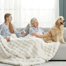 Cozy Bliss Faux Fur Throw Blanket for Couch, Fuzzy Soft Plush Thick Bubble Blanket for Sofa Bedroom Living Room, 60 * 80 Inches Cream White by CozyNest Decor