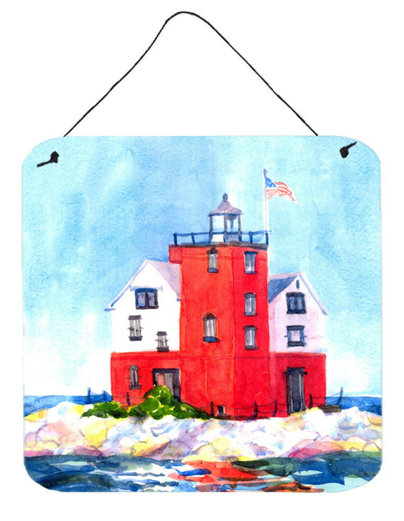 Lighthouse on the rocks Harbour Aluminium Metal Wall or Door Hanging Prints