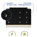 GAP babyGap Legacy 6 Drawer Dresser with Leather Pulls and Interlocking Drawers - Greenguard Gold Certified, Ebony/Natural by TinyTreasures Baby Boutique