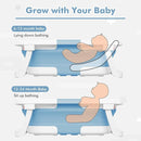 Collapsible Baby Bathtub,Baby Bath Tub with Soft Cushion & Thermometer,Baby Bathtub Newborn to Toddler 0-36 Months,Portable Travel Baby Tub by TinyTreasures Baby Boutique