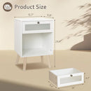 AWASEN White Night Stand, Modern Bedside Table with Glass Storage Drawer and Large Open Shelf, Wood Nightstand Side End Table with Solid Wood Legs for Bedroom, and Small Space, White by CozyNest Decor