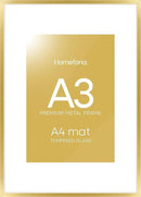 Homeforia A3 Picture Frame Gold, High End Metal 11.7 x 16.5 inch Poster Frames with Mat 8.3 by 11.7 for Photo, A3 Size Frames Matted to A4 Print, 11.7x16.5 Wall Hanging Frame, Tempered Glass, Set of 1 by CozyNest Decor