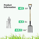 Garden Fork,4-Tine Pitchfork,Spading Digging Fork,Forged Steel Y-Grip, Wood Handle,45Inch by GreenHaven Gardens