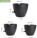10/9/8 inch Medium Self Watering Pots, Plant Pots with Mesh Drainage Holes for Indoor Outdoor Garden Plants, Flower Pots with Removable Deep Reservoir, Set of 3 Plastic Planters, Black by CozyNest Decor