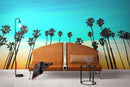 California SoCal Tropical Sunset Palm Trees Large Wall Mural.