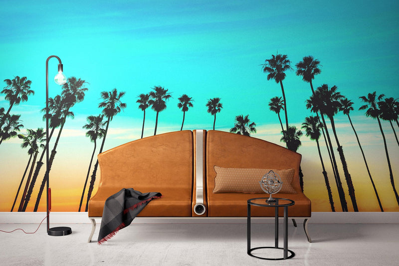 California SoCal Tropical Sunset Palm Trees Large Wall Mural.