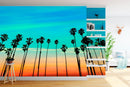 California SoCal Tropical Sunset Palm Trees Large Wall Mural.