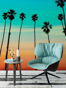 California SoCal Tropical Sunset Palm Trees Large Wall Mural.