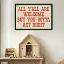 Welcome Sign Funny Welcome Banner, Trendy Retro Wall Hanging, Wall Decor, Banner Flag, Wall Flag Classroom Playroom Home Entryway Living Room Office Decor, Banner for Room, Red by TinyTreasures Baby Boutique