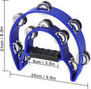 EastRock Double Row Tambourine,Metal Jingles Hand Held Percussion-Half Moon Tambourine for Adults, KTV, Party BLUE by TinyTreasures Baby Boutique