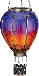 Regal Art & Gift Hot Air Balloon Solar Lantern – Hanging Solar-Powered LED Lights, Waterproof Portable Decorative Outdoor Lamp Made of Metal & Glass for Garden, Patios & Pathway – Purple (Large) by GreenHaven Gardens