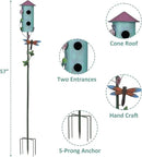 BAYN 57” Bird Houses Stake for Outside, Metal Wild Bird Feeder Double-Hole Birdhouse Stake with Cylinders Design Outdoor Decorations for Patio, Backyard, Garden by CozyNest Decor