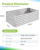 Quictent Galvanized Raised Garden Bed 6x3x2 Ft Metal Planter Box Bottomless for Backyard, Include 1 pc Tomato Cage, Silver by GreenHaven Gardens