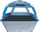 WhiteFang Deluxe Pop Up Beach Tent Sun Shade Shelter for 3-4/5-6 Person, UV Protection, Extendable Floor with 3 Ventilating Windows Plus Carrying Bag, Stakes, and Guy Lines by TinyTreasures Baby Boutique