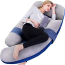 60in Full Body Pillow | Nursing, Maternity and Pregnancy Body Pillow | Awesling Extra Large U Shape Pillow and Lounger with Detachable Side, Separate Support Pillow and Removable Cover (Grey Blue) by TinyTreasures Baby Boutique