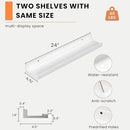 Heimlove Picture Ledge Shelf, Floating Shelves Set of 2, 24 Inches Picture Shelf for Wall with Ledge, Kids Bookshelf Wall Mounted for Living Room Bedroom Decor Books Photo Frames - White by CozyNest Decor