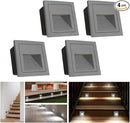 4Pack 3W LED Recessed Wall Light, 85-230V Step Lights Cool White 6000K, IP65 Waterproof Stair Light Staircase Light lamp, Inside Outside Garden Balcony Corridor, Aluminum, 120V Grey by GreenHaven Gardens