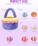 8 Piece Plush Stuffed Playset Toys with 7 Eggs, 1 Furry Bag, Soft Basket Set Sensory Toys for Girls Kids Ages 3+, Birthday Christmas Valentines Easter Party Favors Gifts by TinyTreasures Baby Boutique
