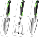 Garden Tools, 3-Piece Garden Tool Set with Non-Slip Ergonomic Handles, Lightweight Aluminum Alloy Rust-Proof Durable Gardening Hand Tools, Ideal Gardening Tools Gifts for Women and Men by GreenHaven Gardens