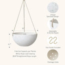 LA Jolie Muse Hanging Planters for Indoor Plants - Flower Pots Outdoor 10 inch Garden Planters and Pots,Speckled White Set of 2 by GreenHaven Gardens