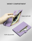 RFID Passport Holder Travel Wallet for Women, Leather Passport Cover Wallet with Card Holders SIM Slots,Zippered Coins Pocket and Cash Slot Slim Compact Travel Wallet (Taro Purple) by TinyTreasures Baby Boutique