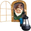Garden Gnome Decor Outdoor Statue - Gnome With Solar Waterproof Lantern, Whimsical Elf Out The Door Tree Hugger Garden Statues, Home, Fence, Patio, Resin Ornament, Gardening Gift Tree Faces Gnomes by CozyNest Decor