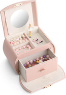 Vlando Musical Jewelry Box with Spinning Ballerina, Lockable Girls’ Jewelry Organizer for Necklaces Rings and Hair Accessories, Gift for Girls and Kids, Pink by TinyTreasures Baby Boutique