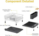 Dish Drying Rack, Expandable Stainless Steel Dish Rack with Drainboard Set Kitchen Sink Organizer for Counter, Large Capacity Kitchen Accessories, Smooth Water Flow by CozyNest Decor