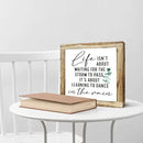 Inspirational Decor Sign, Wooden Plaques Sign Table Decor, Farmhouse Desk Signs, Rustic Home Decorate, Housewarming Decorate, Encouragement Gift, Life isn't About Waiting for the Storm to Pass Signs by CozyNest Decor