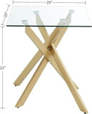 Modern Style Square Side Table with Tempered Glass Top and Metal Tubular Legs, Gold 20”Dx20”Wx22”H by CozyNest Decor