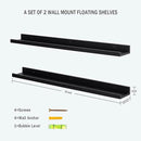 Black Floating Shelves for Wall 24 Inch Wall Shelves with Lip Modern Picture Ledge Shelf Wall Mount Photo Shelves Room Decor Hanging Book Shelves Set of 2 for Bedroom Living Room Bathroom Kitchen by CozyNest Decor