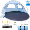 WhiteFang Beach Tent Anti-UV Portable Sun Shade Shelter for 3/4/6/8 Person, Extendable Floor with 3 Ventilating Mesh Windows Plus Carrying Bag, Stakes and Guy Lines by TinyTreasures Baby Boutique