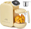 Chefhandy Baby Food Maker, Steamer & Blender with Stainless Steel Basket, Puree Maker with Auto/Manual Blend, Bottle Warmer & Sterili-zer, Safe & Easy-to-Clean Compact Baby Food Processor (Yellow) by TinyTreasures Baby Boutique
