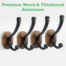 Wall Hooks for Hanging Coats - 4 Pack Coat Hooks Wall Mounted, Wood Coat Hooks for Wall, Bussdis Single Metal Hooks for Hanging Hats, Keys, Towel, Robe, Purse, Jackets, Decorative Livingroom, Bathroom by CozyNest Decor