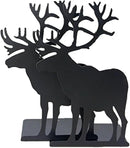 Winterworm Fashion Creative Cartoon Cute Iron Elk Moose Pattern Nonskid Metal Office Desk Bookends (Black) by CozyNest Decor