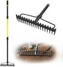 Jardineer Bow Rake Heavy Duty, Long Handle Metal Rakes for Gravel, Rocks, Lawns Leaves, Soil Leveling, Landscaping, Garden Rake with 18 Steel Tines (59 Inches) by GreenHaven Gardens